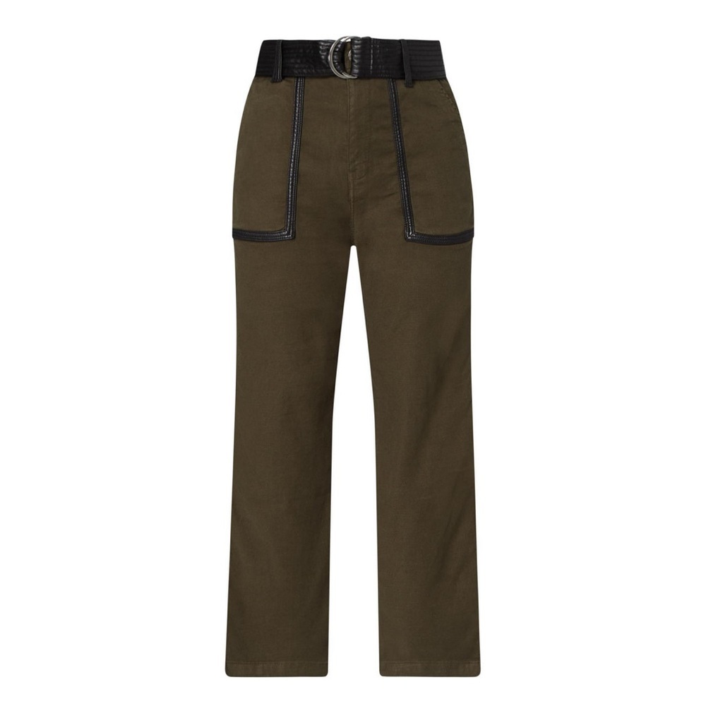 The Kooples Military black leather belt Trousers Women Size 2 $258